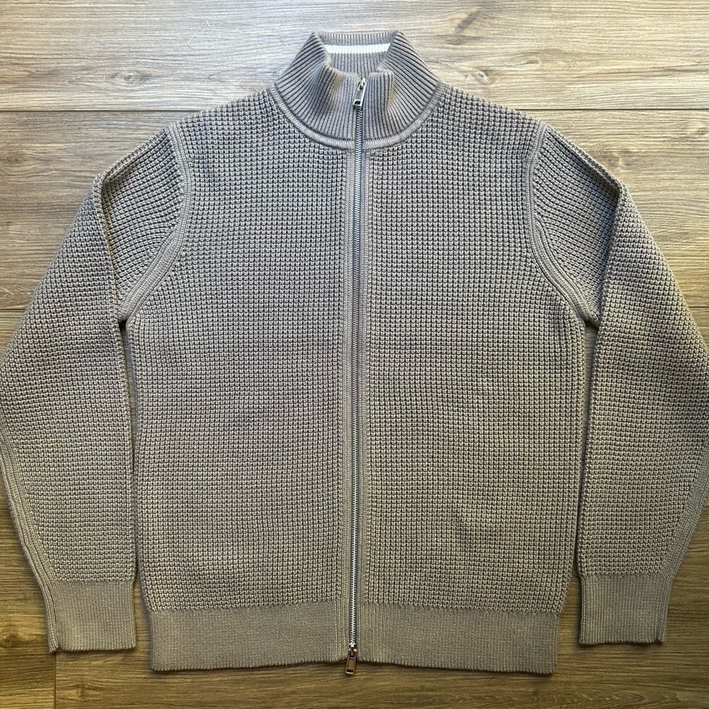 Theory | Gary Full Zip Jacket, Heavyweight Knit in Force Grey/Ivory (S) - Picture 1 of 16